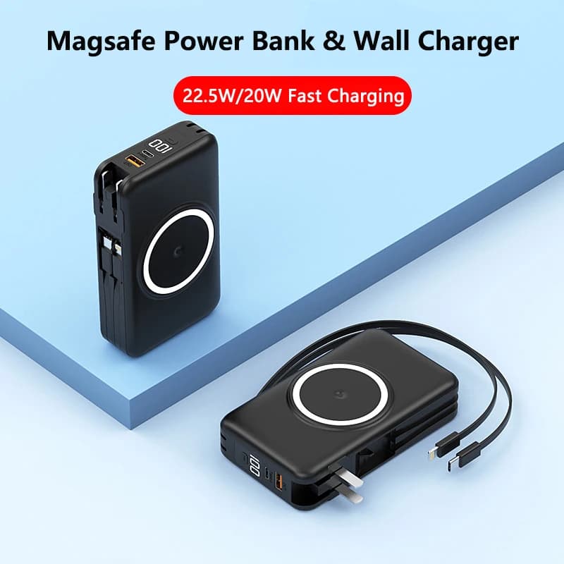 Caricatore da muro da viaggio Magsafe Power Bank da 20000 mAh Caricatore rapido wireless magnetico da 22,5 W per iPhone 16 15 Xiaomi Samsung Powerbank