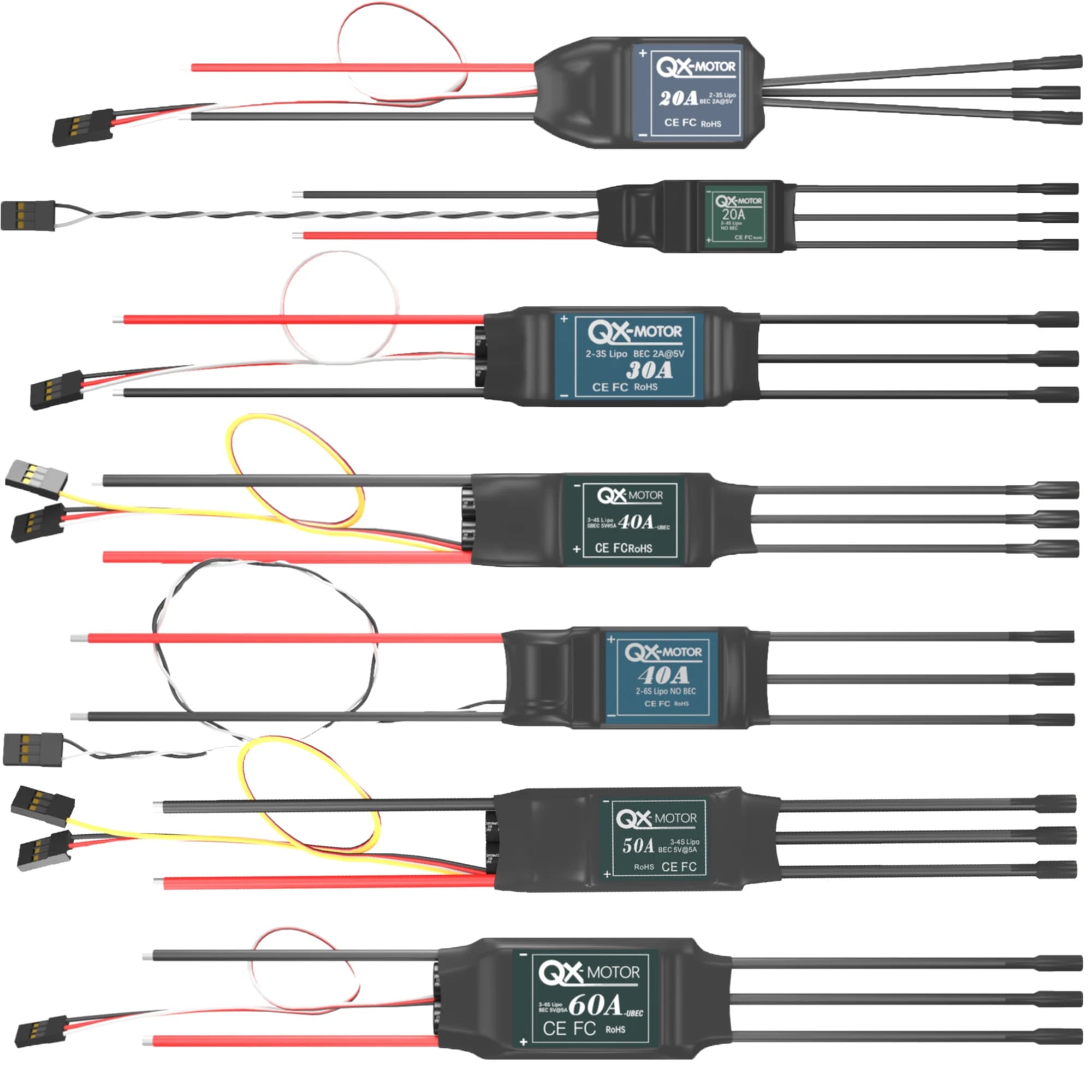 QX-MOTOR Brushless ESC series Electronic speed controller for EDF, throttle，cars,boats,RC Multirotor Helicopter Quadcopter Drone