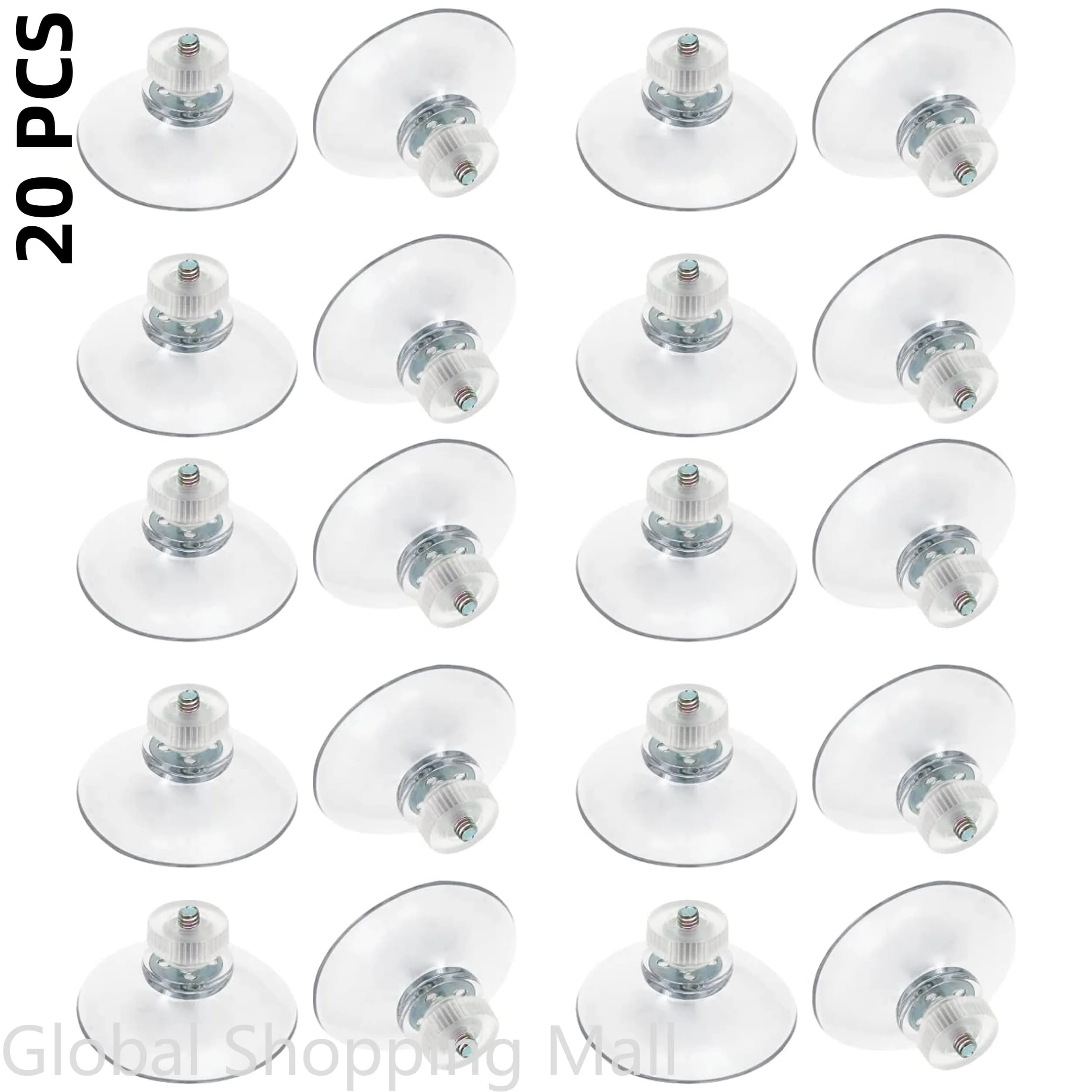 Set di 20 Ventose in Plastica con Vite 25/32/41/53 mm, Supporti Adesivi Trasparenti in PVC con Vite e Dado