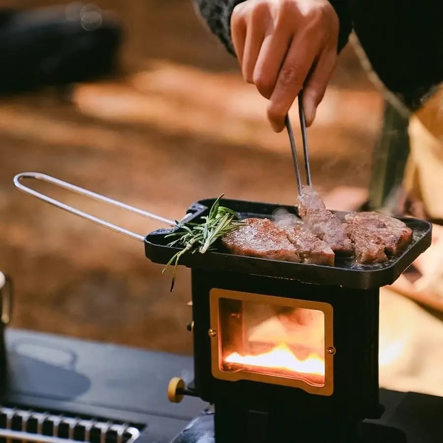 Outdoor Barbecue Plate Kitchen Tool Camping Non-stick Frying Pan Anti-slip and Easy To Clean Cassette Aluminum Alloy Grill Plate