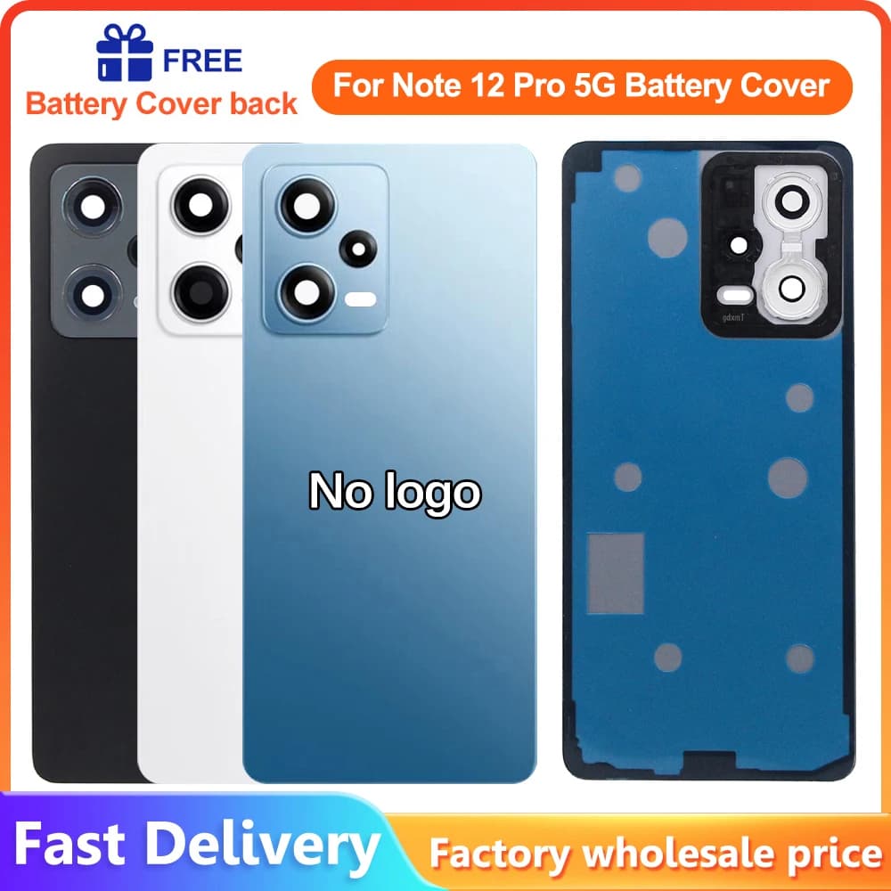 For Xiaomi Redmi Note 12 Pro 5G Back Housing Battery Rear Cover Note 12 Pro Back Glass Lid Chassis Door Camera Lens Replacement