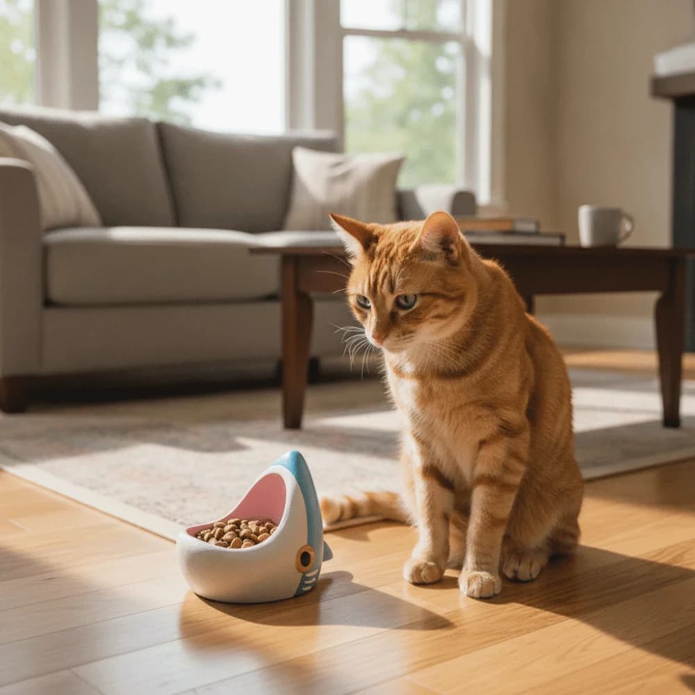 Cute Plastic 3D Printing Shark Cat Bowl Anti-Tip Anti-Slip Shark Pet Food Bowl Cartoon Detachable Cat Feeding Station Small Dogs