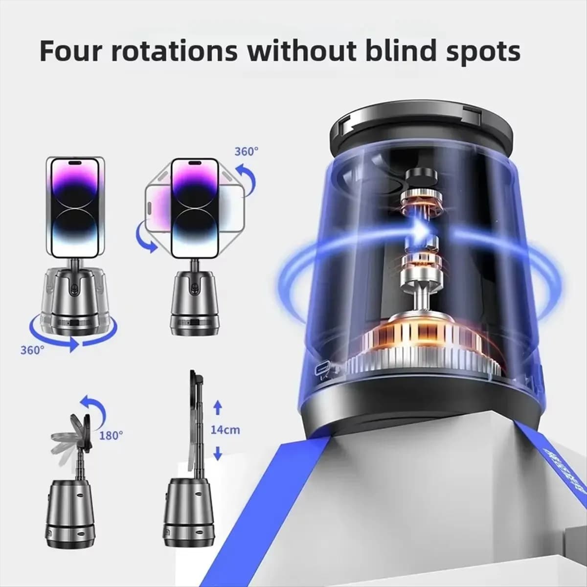 Gimbal Stabilizer with Automatic Face Tracking, Magnetic Charging Support 360 ° Phone Support for Video Phone