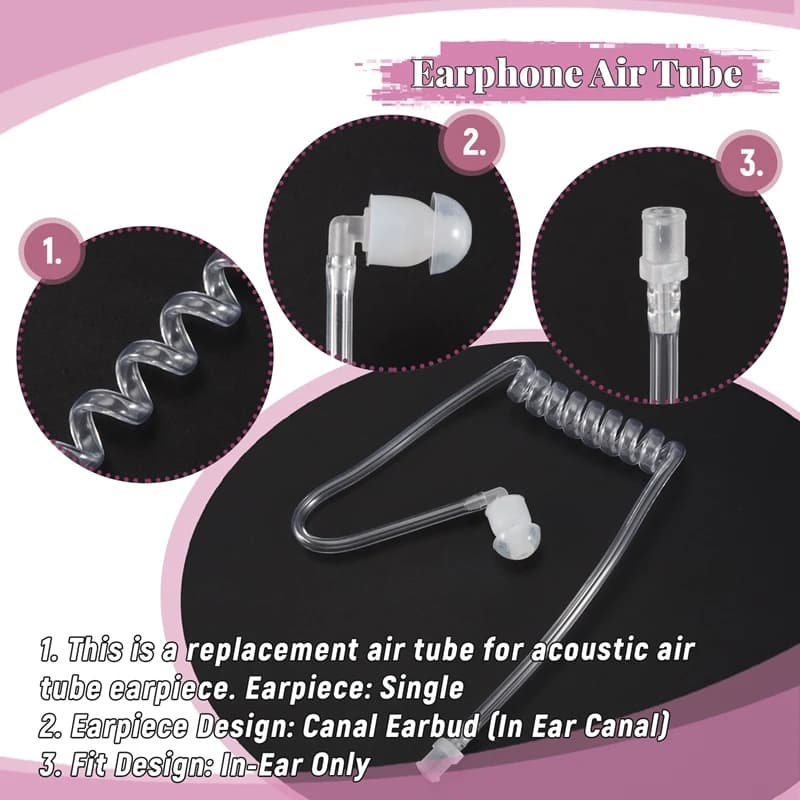 Accessori per auricolari Tappo per le orecchie con tubo d'aria acustico a bobina trasparente per accessori per cuffie per walkie-talkie radio bidirezionale-AT3