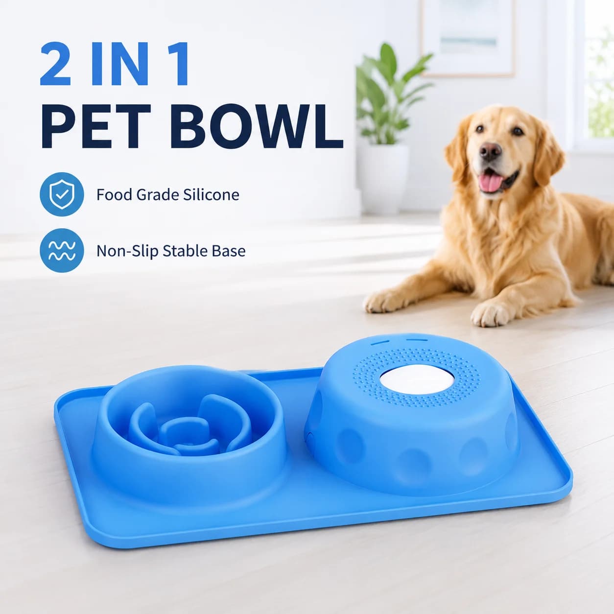 Dog Slow Feeder Bowl Lick Mat Anti Choking Pet Food Bowl Silicone Non Slip Puzzle Feeding Bowl Cat Dog Double Use Feeding Dish