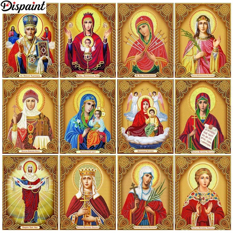 Dispaint Pittura Diamante Pieno Quadrato/Diamante Rotondo "Donna Bambino" Modello Ricamo Punto Croce Pittura Diamante 5D Strass