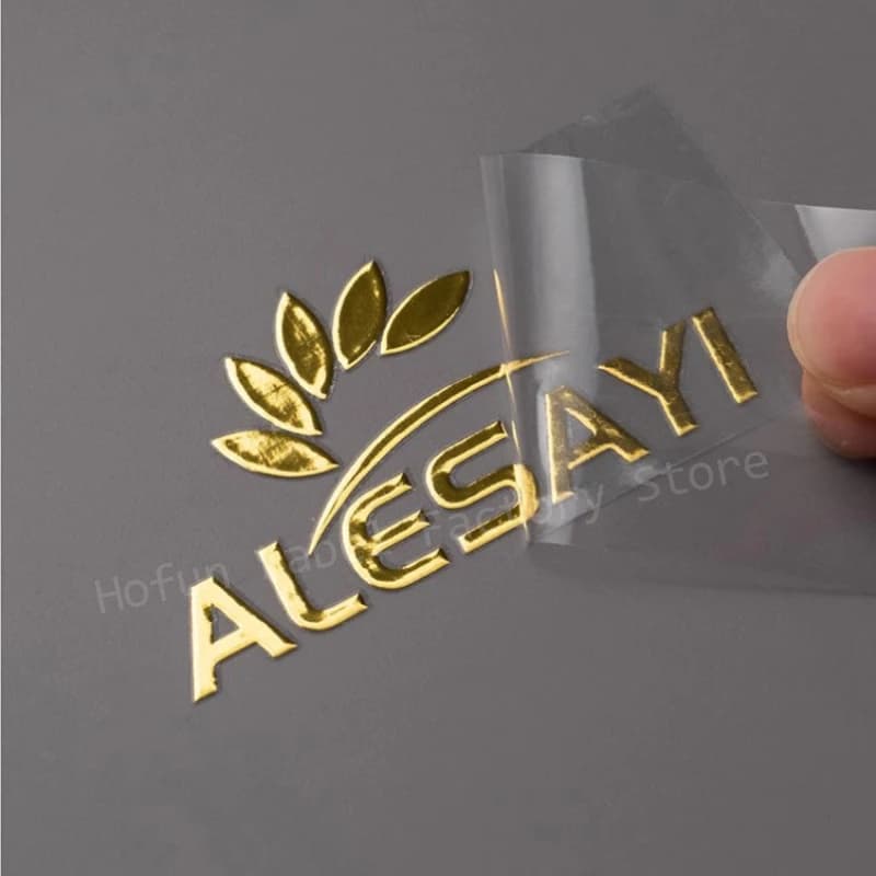 Adesivo in oro con trasferimento di stampa a colori UV 3D personalizzato Logo personale in argento Etichetta trasparente autoadesiva Decalcomania vuota regalo di nozze lucido
