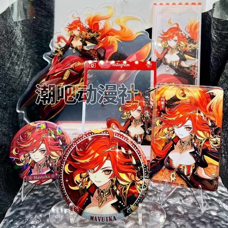 Mavuika Genshin Impact Acrilico Stand Figura Modello Sabbie Mobili Mahjong Distintivo Cosplay Cartoon Ciondolo Gioco Desktop Decor Ventole Regalo