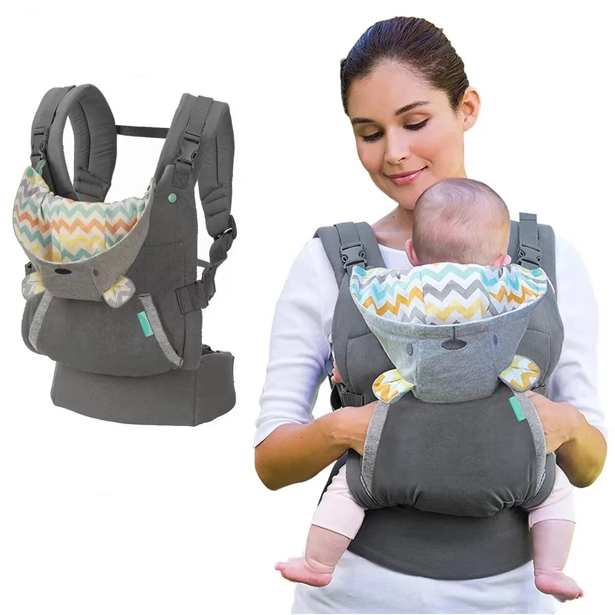 0-24 Materassi Marsupio con cappello Zaino portatile per neonato Spalla addensata Felpa con cappuccio ergonomica Cinghia per bambino a marsupio