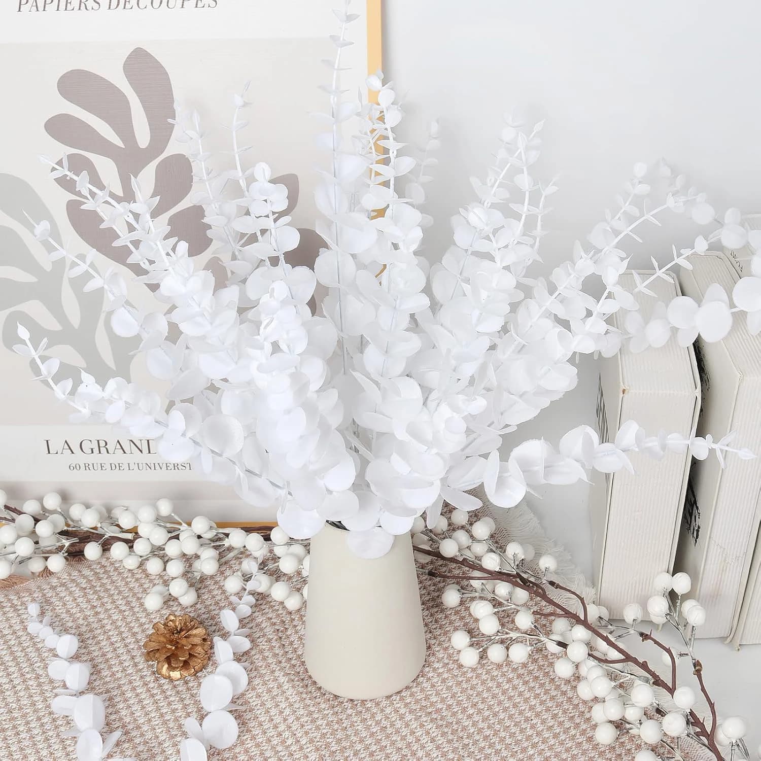 20/40 pcs Artificial Eucalyptus Leaves Wholesale Fin Plants Vase House Table Wedding Party Decor Garden Exterior Christmas Box Make Up