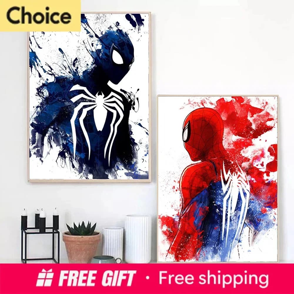 Marvel Movie Watercolor SpiderMan Superhero Diamond Posters Modern Home Wall Art Painting Print Picture Room Decor Murals