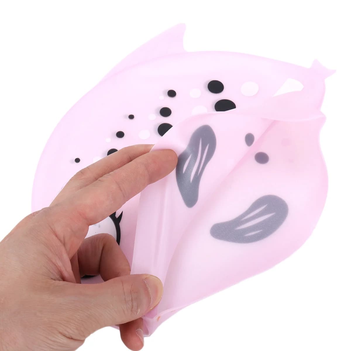 Pink cartoon silicone children's swim cap with fish-shaped design, light and flexible for children, boys and girls, comfortable protection