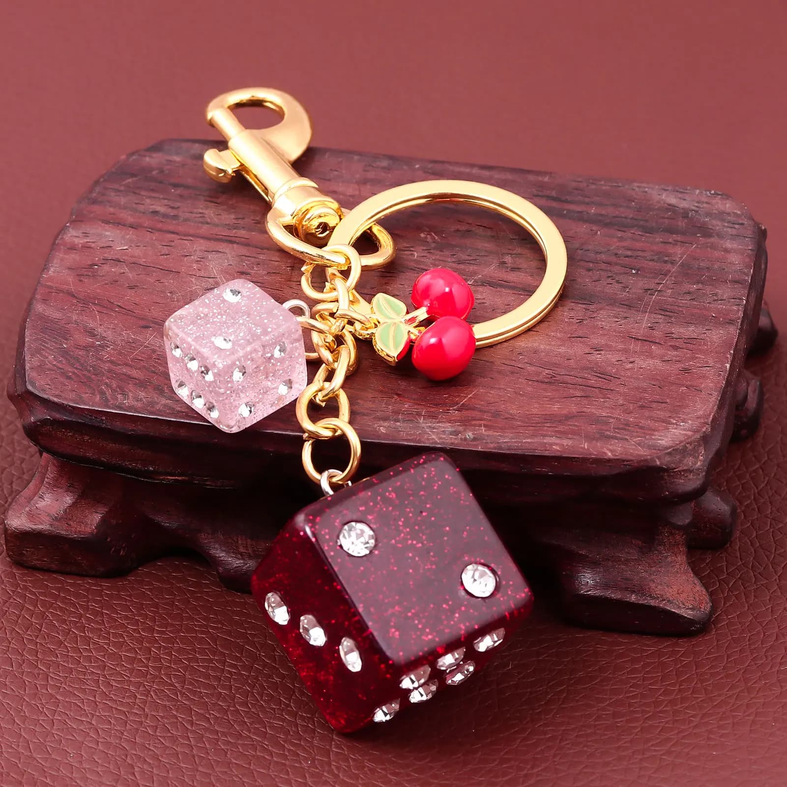 1 Piece Dado Shape Pendant in Cherry Bag, Cute Woman Shaped Fruit Pendant, Pink Dado Keyring, Backpack Accessories