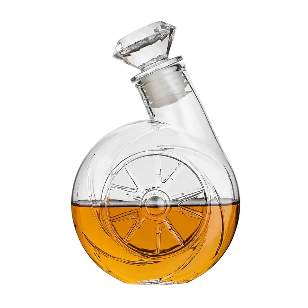 Retro Style Wine Decanter Blower Shape Crystal Bottle Liquor Dispenser with Glass Stopper for Whisky and Spirits