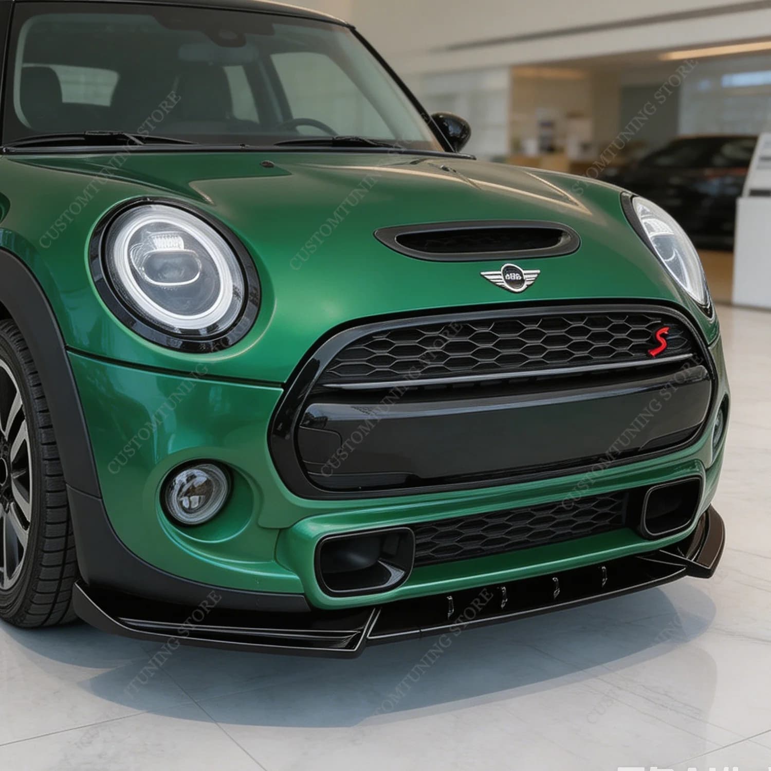 For Mini F55 F56 F57 Cooper S 2013-2018 Pre-Lci Gloss Black Pianted Front Bumper Lip Spoiler Splitter Diffuser Bodykits