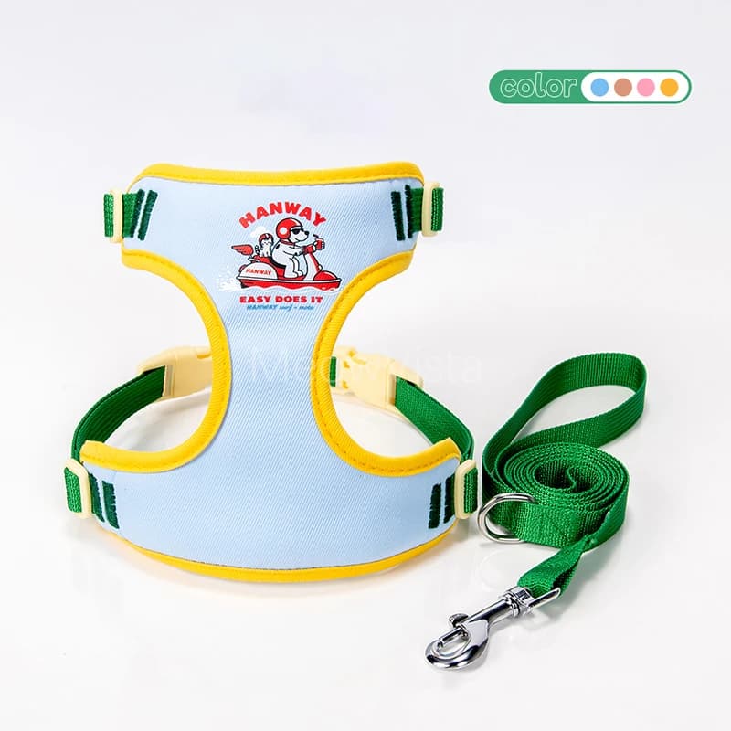 Cute Cartoon Print Puppy Harness Leash Set Soft Breathable Anti-pull Pet Vest Harness for Small Medium Dogs Arneses Para Perros