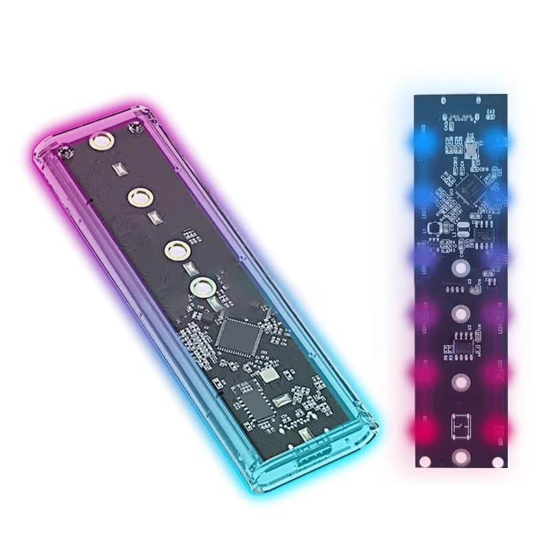 RGB M.2 SATA NGFF NVMe SSD Dual Protocol SSD Case Clear USB Type C 6/10gbps M2 SSD custodia esterna trasparente Hard Disk Box