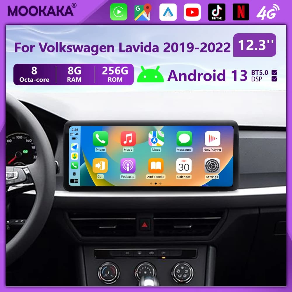 12.3 Inch Car Radio For VW Lavida 2019-2022 VW 2019 Android Auto Qualcomm Car Stereo QLED Screen DVD GPS Navigation Carplay 4G