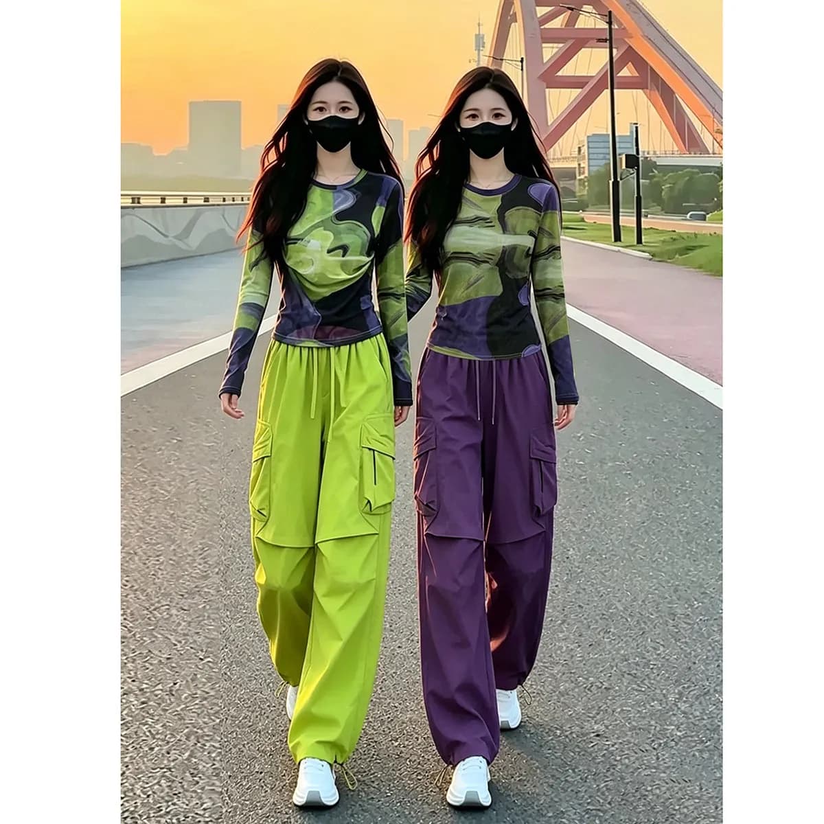 High-End Sportswear Set Women's Spring Summer New Dyeing Top Wide Leg Pants Two Piece Set Comfortable Casual Fashionable