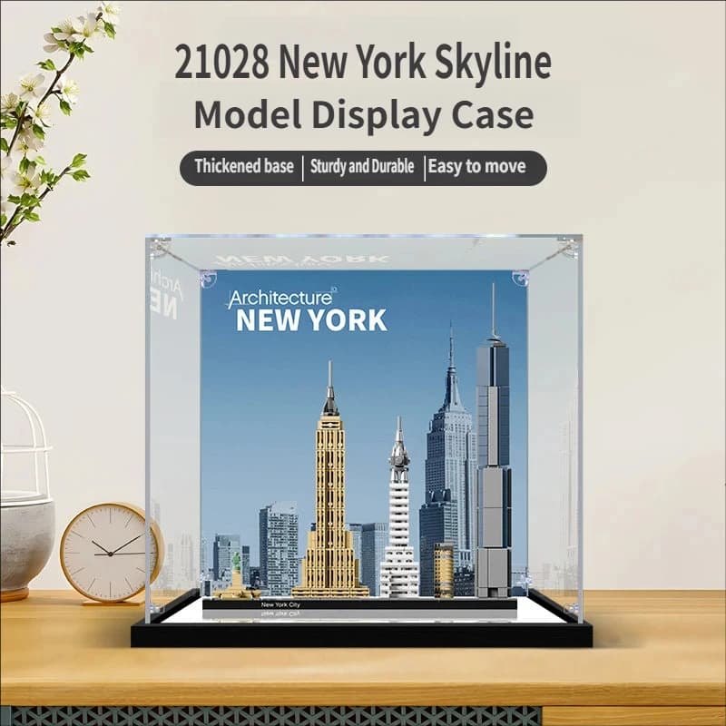 Scatola Espositiva in Acrilico per Modello Lego 21028 New York, Vetrina Trasparente Antipolvere Compatibile con Lego 21028 (Solo Vetrina)