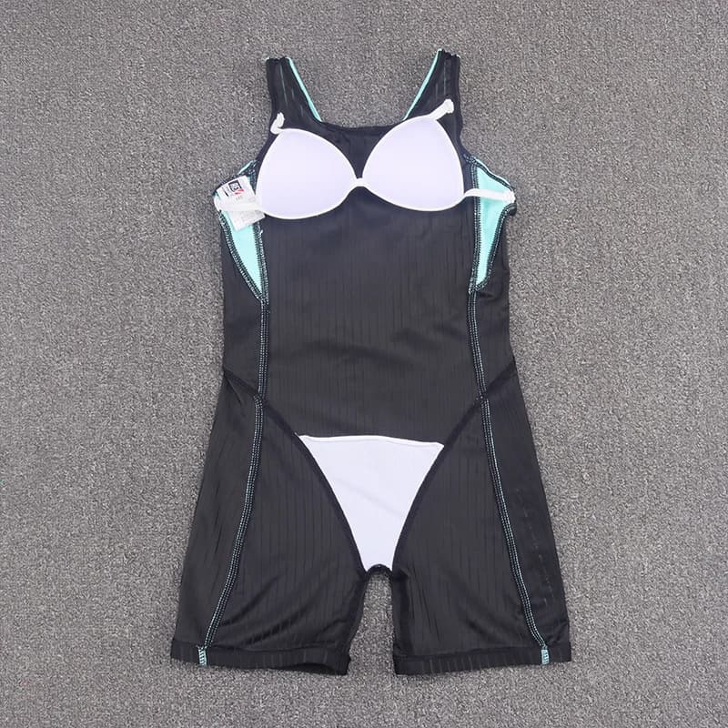 Xiao Ke Du Children's summer full swimsuit Faionable Training Flat corner swimsuit for girl Outdoor sunscreen with chest padding