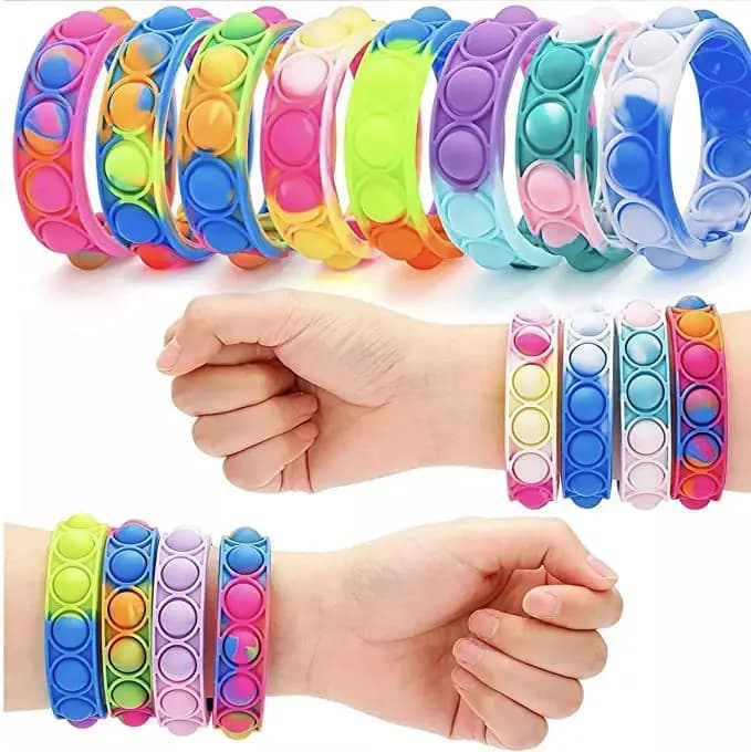 Silicone Pop It Fidget Bubble Bracciale Push Bubbles Alleviare lo stress Agitarsi Giocattolo Alleviare l'affaticamento Depressione Rilassa Pop Regalo per i bambini