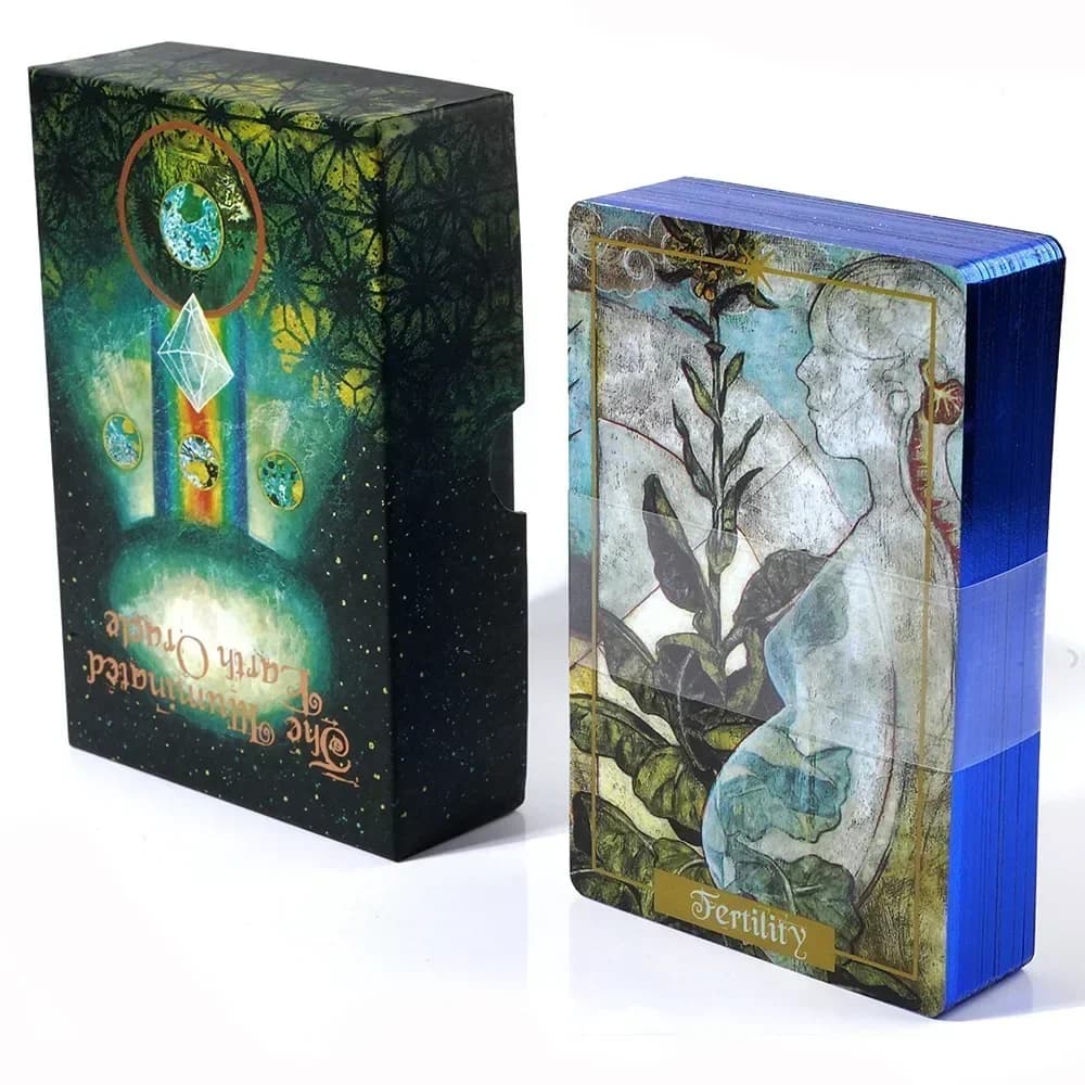 Llluminated Earth Oracle Card Deck 63 pcs cards 1:1 Size Gilded Edge Guide book tarocchi giochi da tavolo