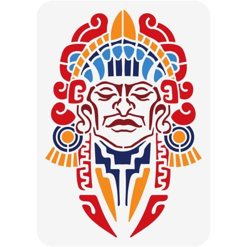 1pc maya Face Stencil 8.3x11.7 "PET tribal themes Stencil for reusable Aztec mexic painting Face Drawing Stencil Wall Hollow Out