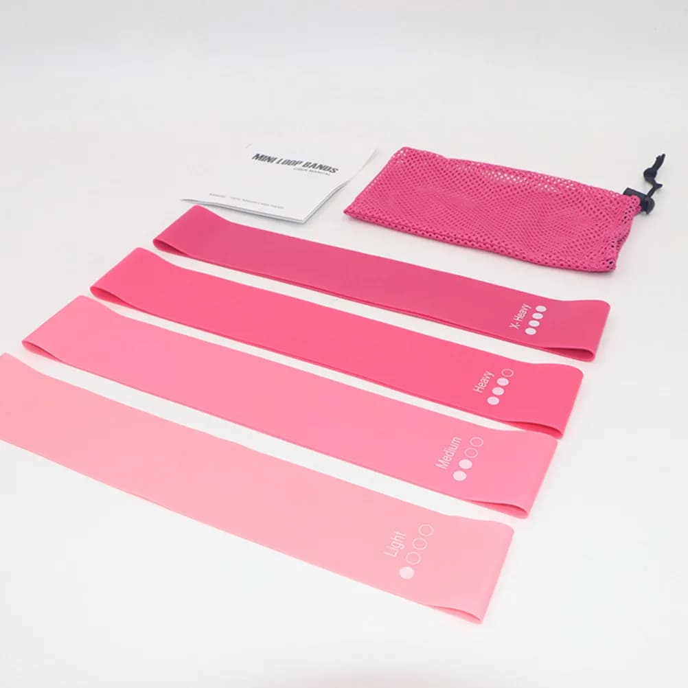 Set of 4 Latex Elastic Phases for Yoga, Resistance Bands for Muscle Training at Home