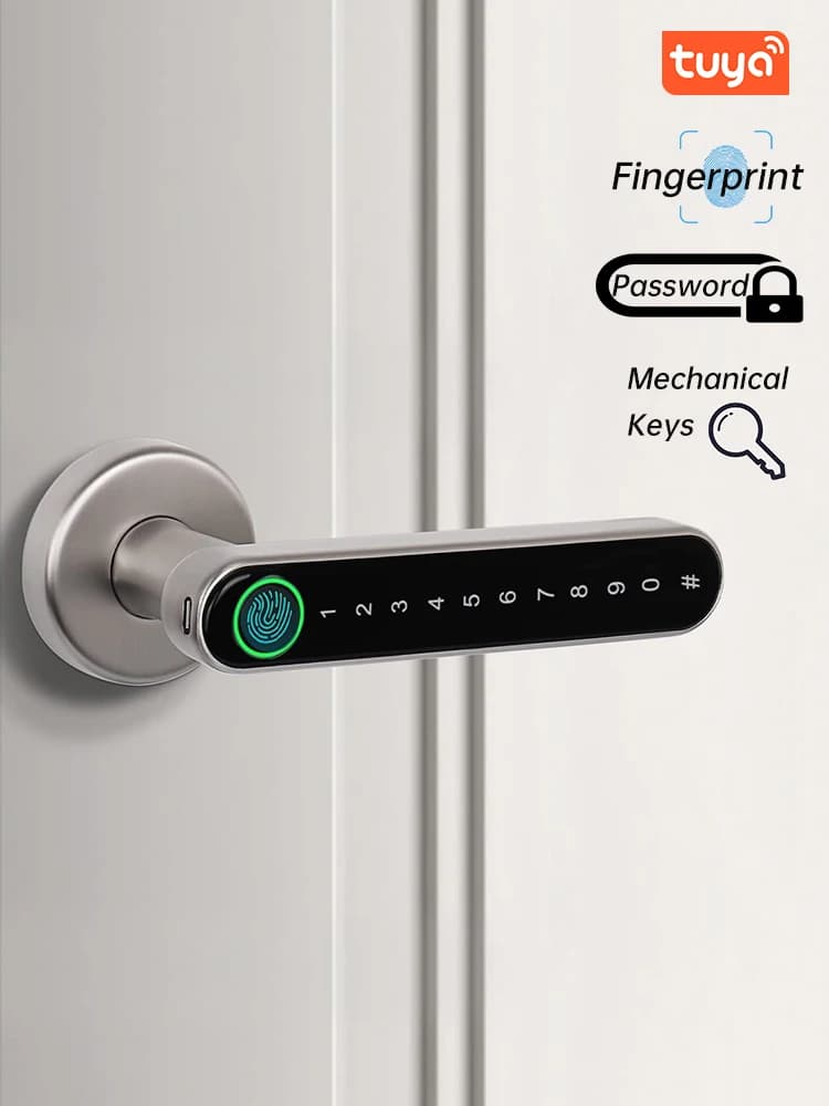 KAK Smart Fingerprint Door Lock Serratura biometrica nera Password Serratura per porta d'ingresso senza chiave con maniglia Hardware per porta di sicurezza