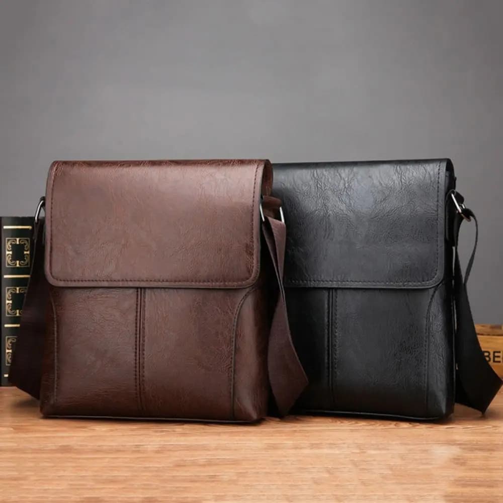 Vintage PU Leather Men's Shoulder Bags Portable Big Capacity Messenger Bags Small Essentials Square Phone Pouch Husband Gift