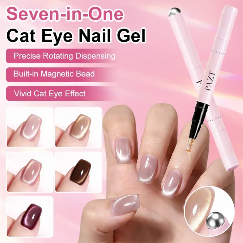 Penna per Nail Art Effetto Occhio di Gatto, Set di Smalti Protettivi 6-in-1, Strumenti per Manicure e Pedicure, Kit Unghie Fai-da-Te di Tendenza