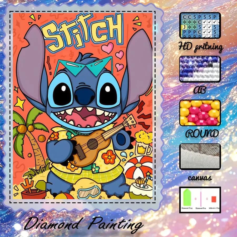 1 piece - Potdemiel-5D-DIY - Flocking cloth - Special drill - Diamond painting set - Blue character - Diamond art