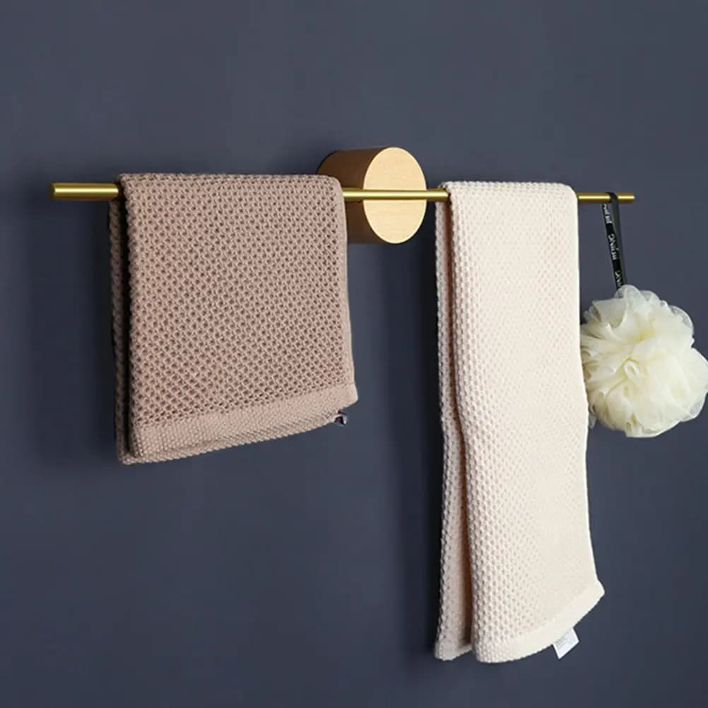 1 Pezzo Portasciugamani Premium in Legno e Ottone, Adesivo Forte Impermeabile, per Bagno, Cucina, Armadio, Porta, Parete