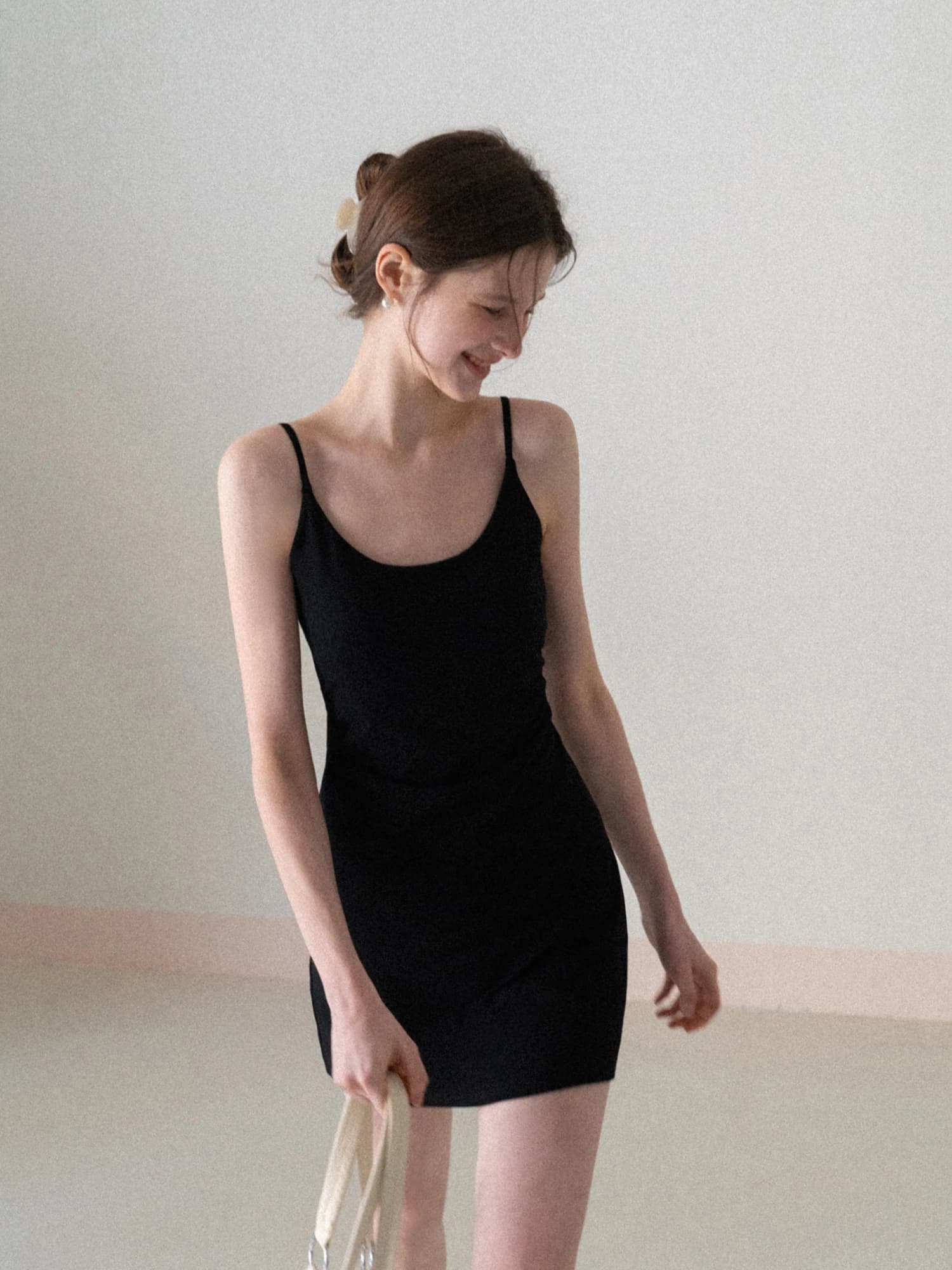 Abito da donna Eggka con scollo a U e cintura avvolgente, estivo, nero, modellante, gonna a trapezio, casual, comodo e traspirante