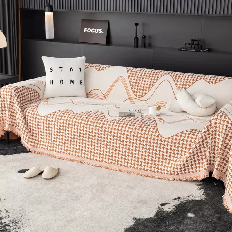 Copridivano in ciniglia Coperta antigraffio per gatti Asciugamano per divano bianco grigio per decorazioni per mobili da soggiorno Copridivano con arazzo
