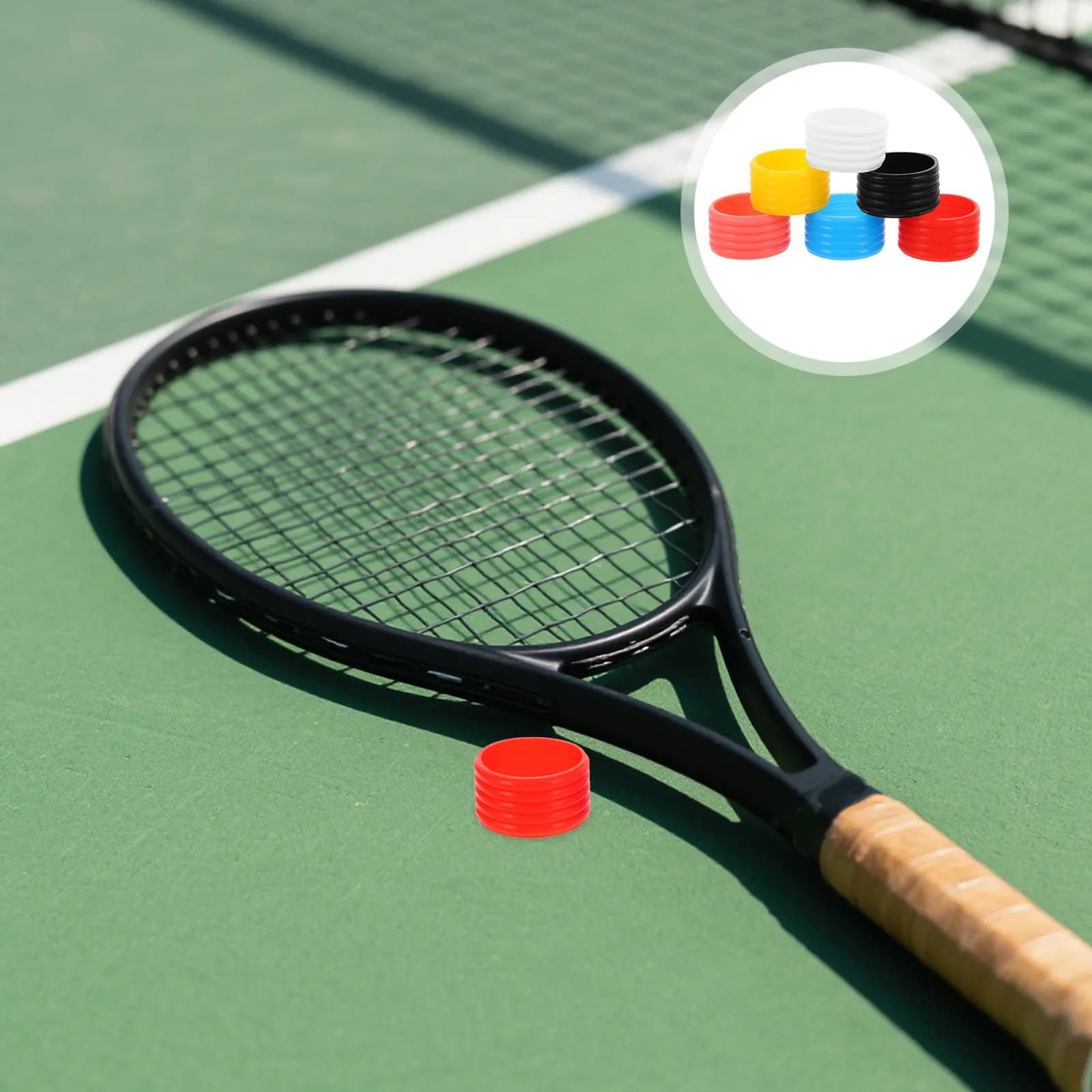 12 Pieces Rings Silicone Stabilizers for Tennis Rackets, Non-slip and Absorbent, for Badminton and Squash Rackets