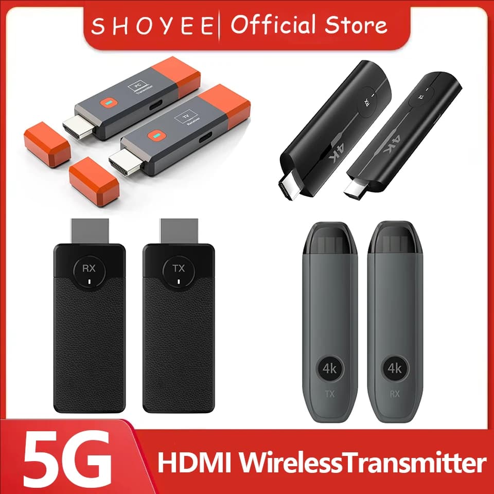 4K/1080P Wireless HDMI-Compatible Video Receiver Transmitter Extender Adapter TV Stick Dongle for Camera Laptop PC to Monitor
