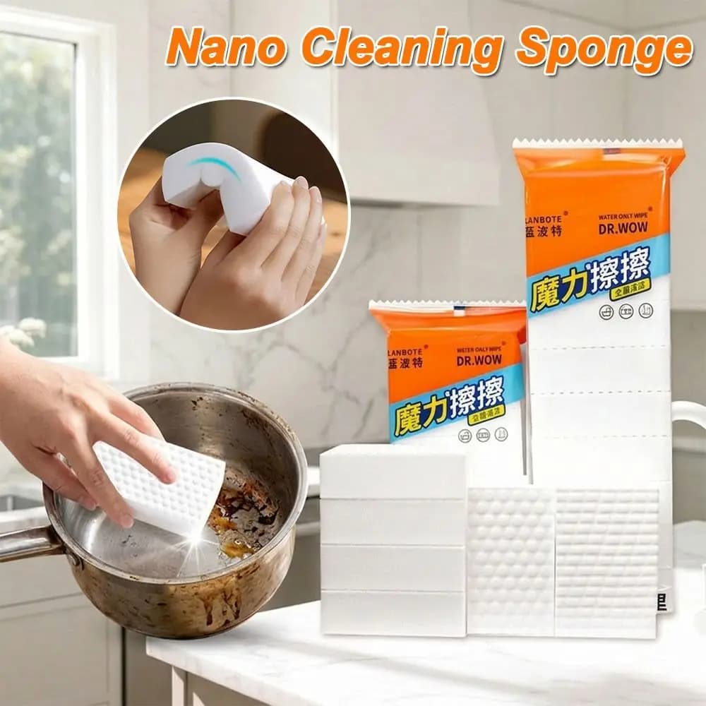 10Pcs White Nano Cleaning Sponge Compressed Double Sided Cleaning Eraser Block Oil Removing Stain Remover Sponge Home Cleaning
