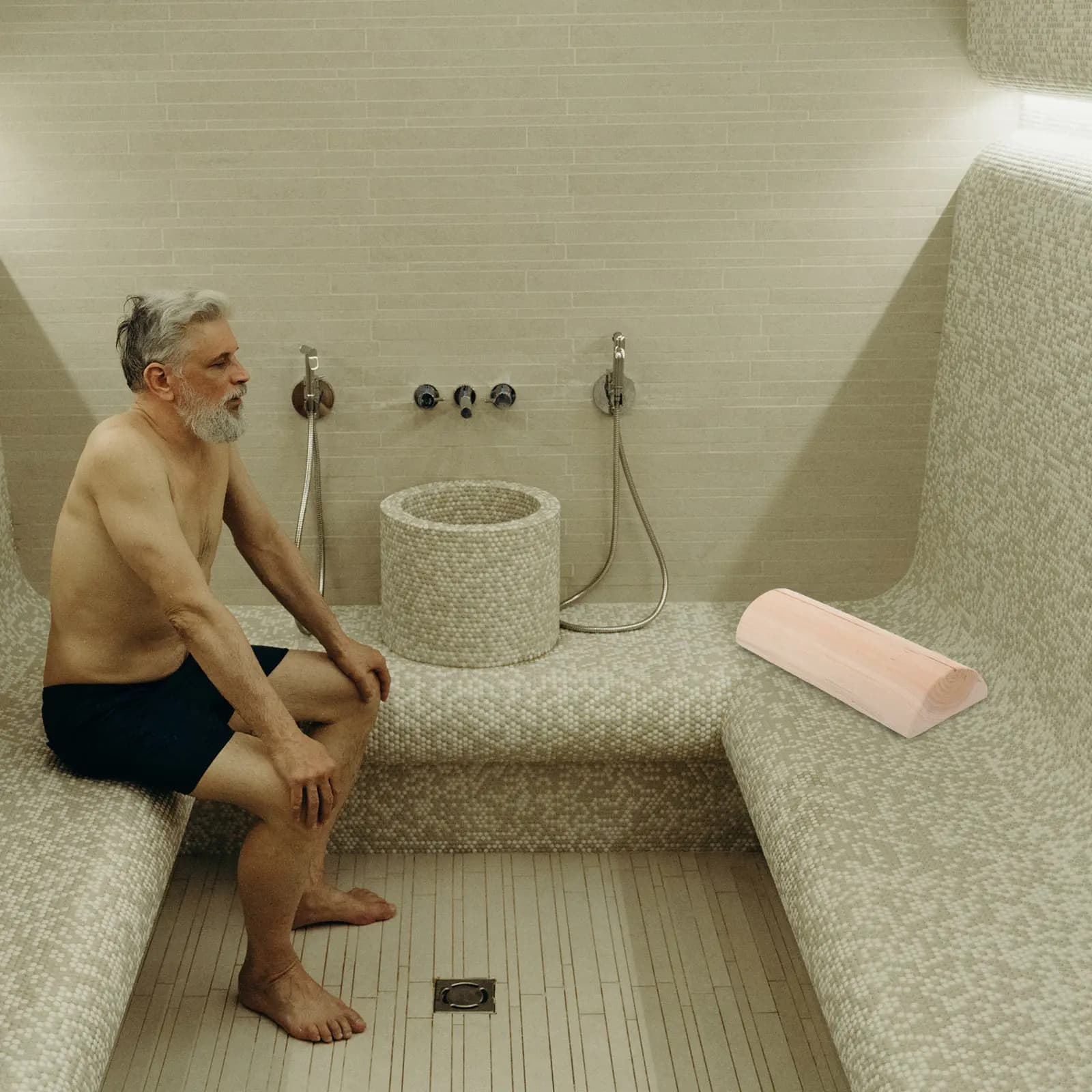 Cuscino Cervicale in Legno Stile Giapponese, Supporto per Collo Rigido, Accessorio per Sauna e Bagno Turco, Supporto Lombare per la Schiena