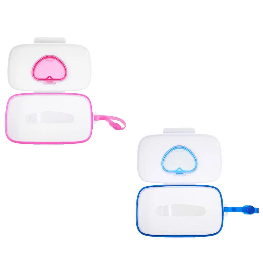 2 pezzi portatile salviette umidificate scatola a forma di cuore modello riutilizzabile custodia per fazzoletti per bambini per passeggino borsa per pannolini da viaggio salviette per uso esterno