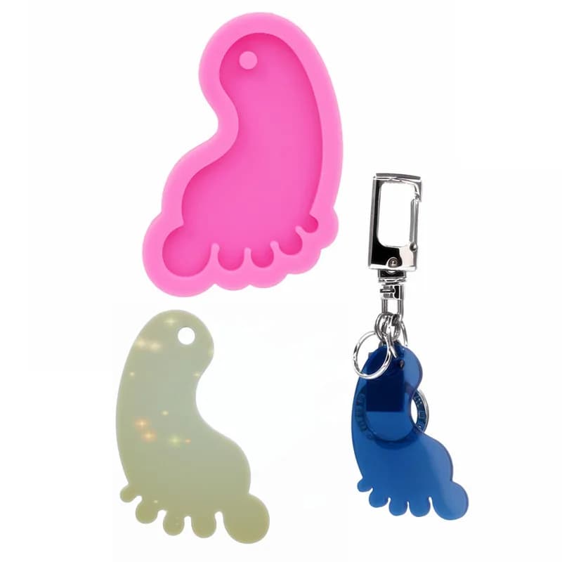 GJ-1031 lucido specchio a forma di piede portachiavi stampo in Silicone resina epossidica gioielli decorativi ciondolo stampi a goccia
