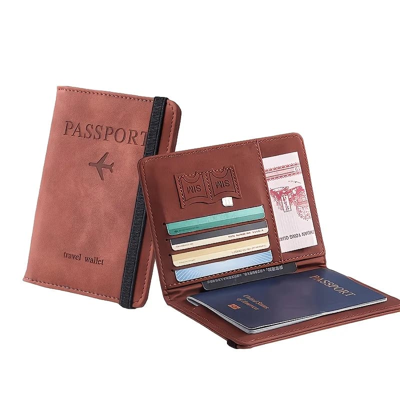 1pcs Travel RFID Passport Holder Ultra Slim Wallet Synthetic Leather Cute Card Case Multifunctional