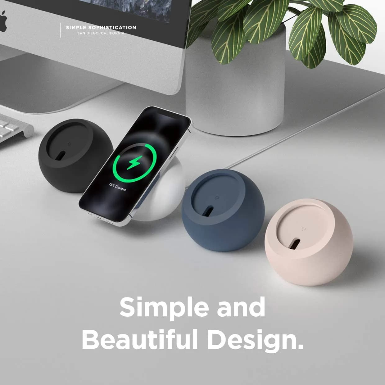 Supporto di ricarica magnetico in silicone a forma di sfera da scrivania per Magsafe Apple iPhone 15 14 13 Pro Max, stazione dock per caricabatterie wireless