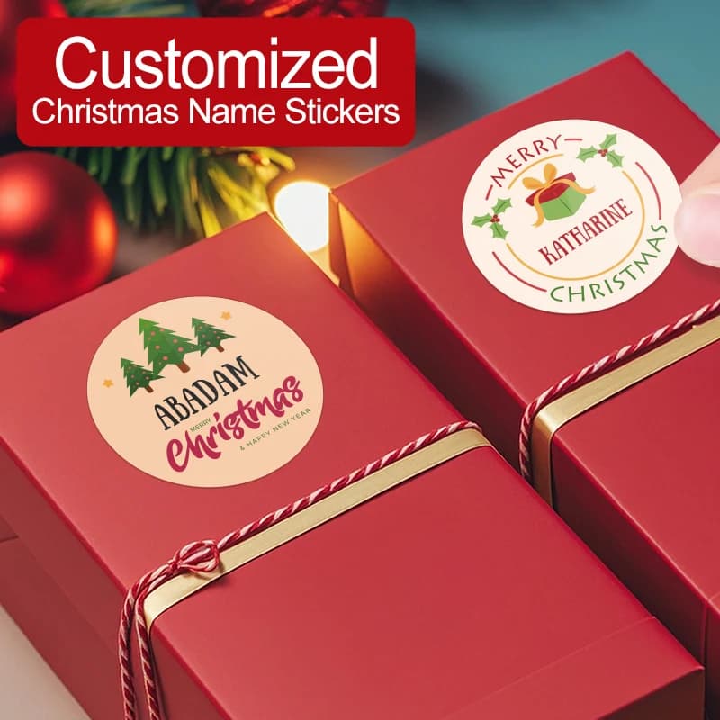 Adesivi personalizzati di buon Natale: etichette adesive con nome personalizzato per bottiglie d'acqua, confezioni regalo, calze, albero di Natale e feste