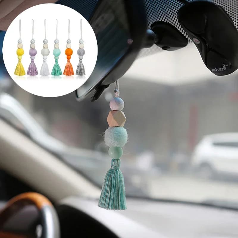 Diffusore di profumo nappa legno naturale feltro di Silicone perline Auto aromaterapia ciondolo ornamenti appesi decorazione d'interni Auto