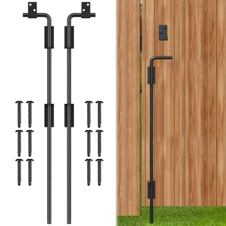 Fermo a barra per cancello da 4 pollici, resistente, per cancelli in legno, metallo, vinile e porte, con chiusura a terra per il fissaggio