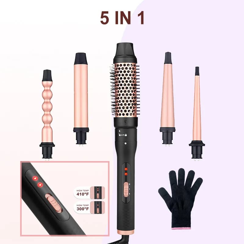 5 in 1 Curling Iron Big Roll Spiral Wave Curling Hair Roller Fast Heating Long Lasting Multifunctional Curler Hair Styling Tool