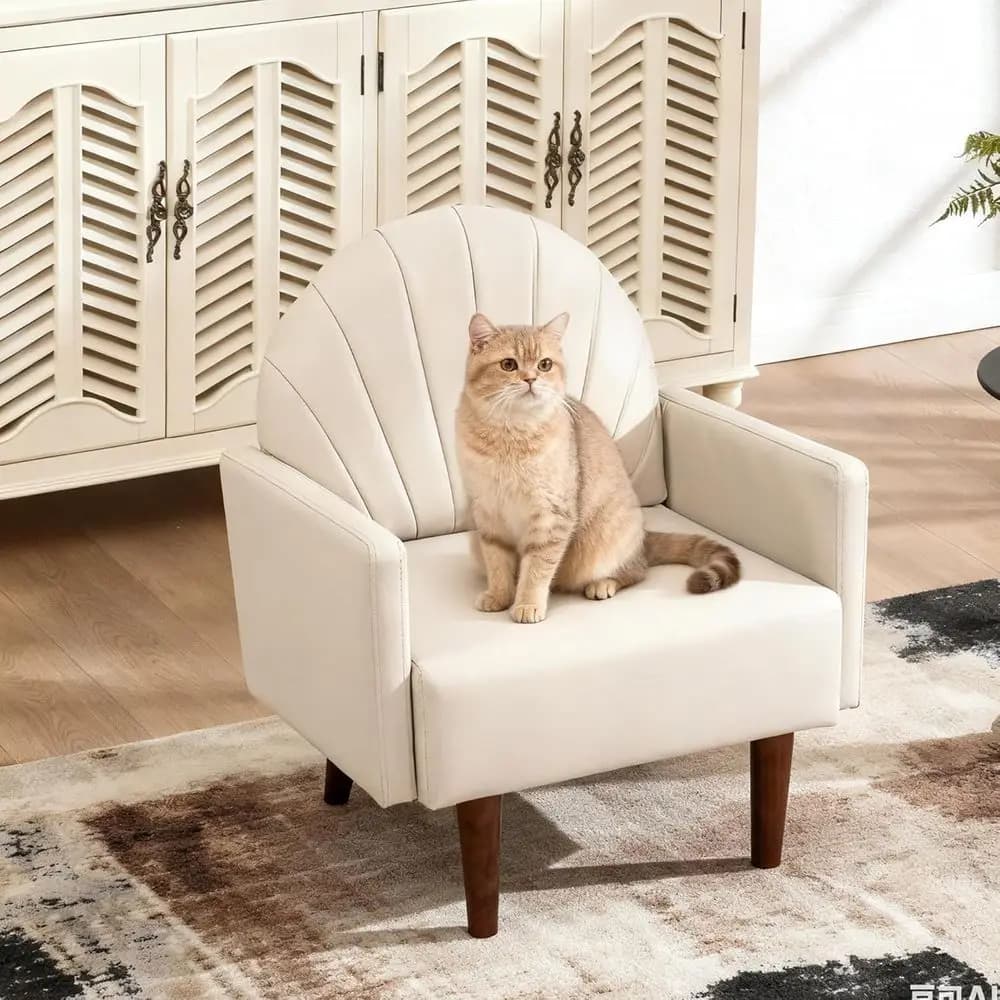 Single Armchair Padded, PU Leather Chair with High Resilience Foam cushion, Large Seat for Reading or Living