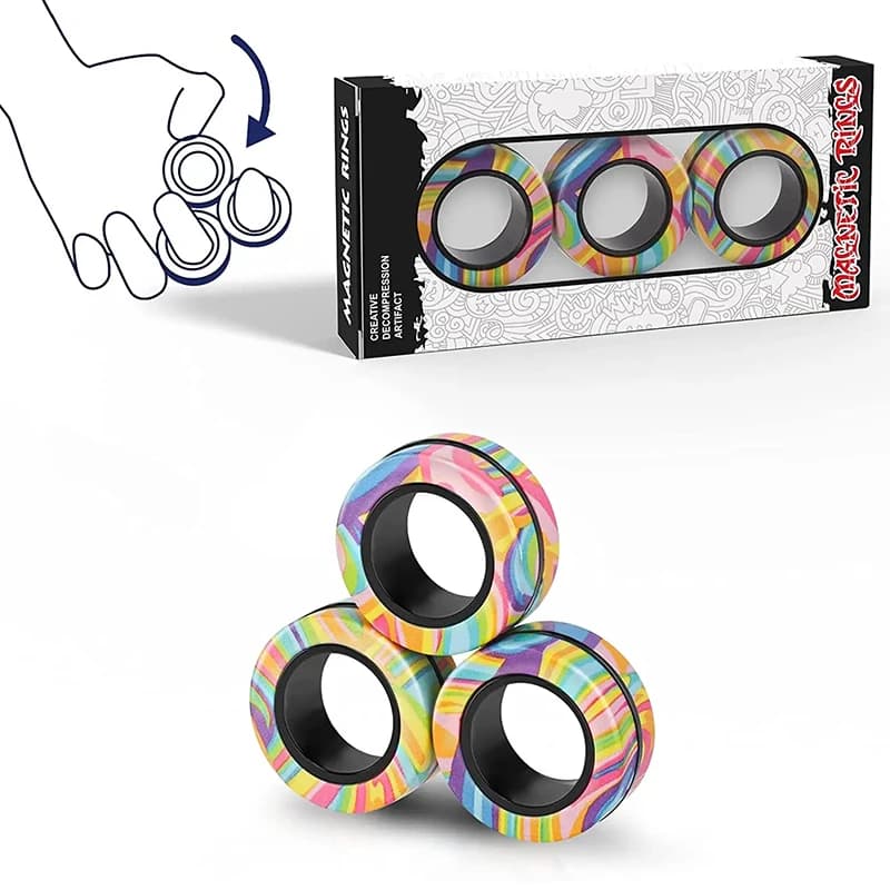 Set di Anelli Magnetici Antistress, Giocattoli Sensoriali Portatili EDC, Anelli Girevoli Magnetici per Alleviare lo Stress e l'Ansia